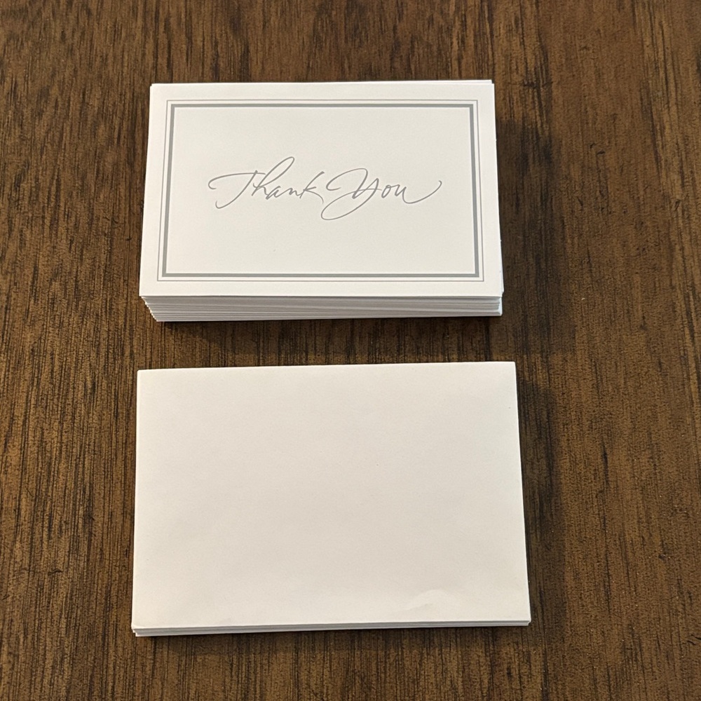 Set of 25 Elegant White Thank You Cards & Envelopes